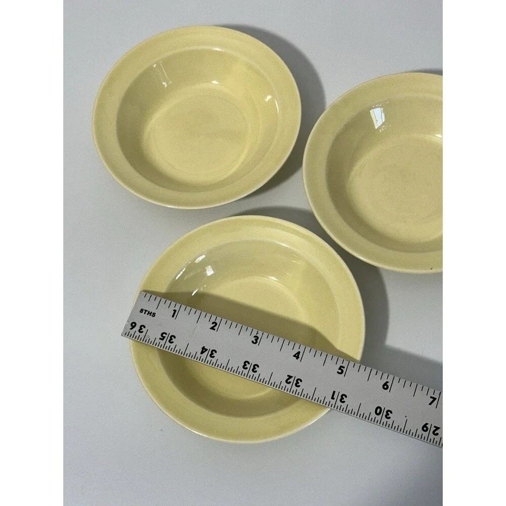 Set of 3 TS &T Luray Pastels 5 3/8” Yellow Rim Fruit Bowls Vintage